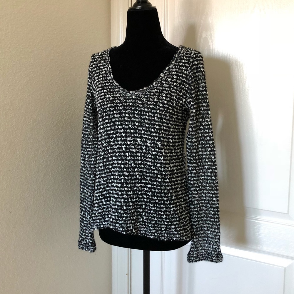 Long Sleeve Sheer Popcorn Metallic Top